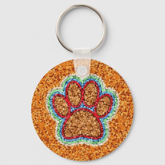 Kunst met lage poly Dog Paw Sleutelhanger (Voorkant)