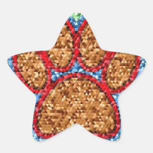 Kunst met lage poly Dog Paw Ster Sticker