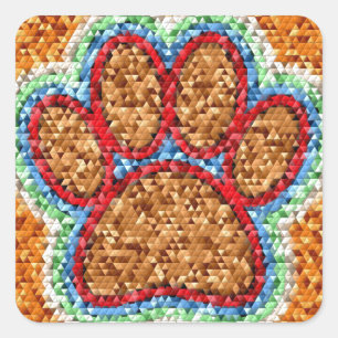 Kunst met lage poly Dog Paw Vierkante Sticker