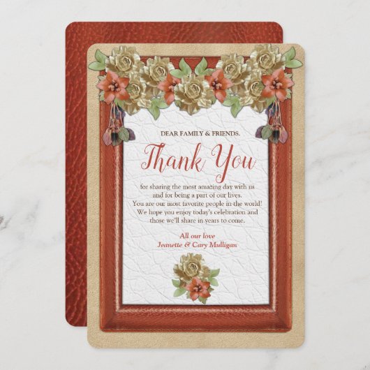 Kunst met leder en suede Textuur Dank u Kaart (Voorkant / Achterkant)