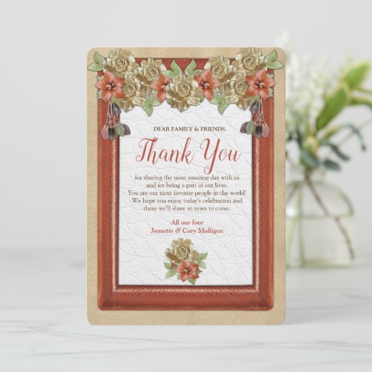 Kunst met leder en suede Textuur Dank u Kaart (Staand voorkant)