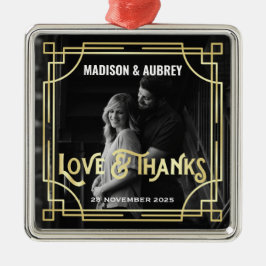 Kunst met liefde en Bedankt Goud met huwelijk Voeg Metalen Ornament