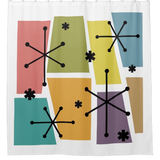 Kunst met meerkleurige atoomleeftijd Pop Douchegordijn (Voorkant)