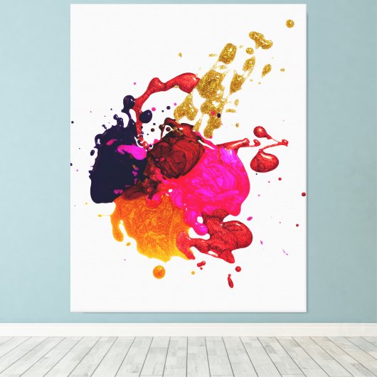 Kunst met meerkleurige verf canvas afdruk (Insitu (Houten vloer))