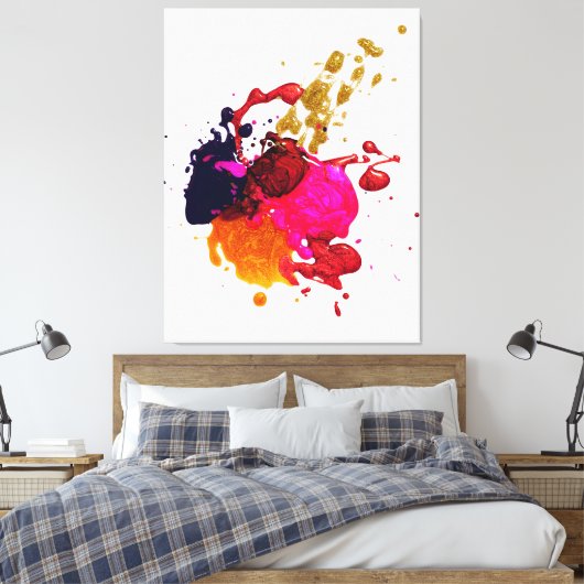 Kunst met meerkleurige verf canvas afdruk (Insitu (Slaapkamer))
