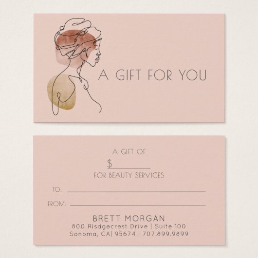 Kunst met moderne lijnkunst Voman Makeup Artist Visitekaartje (Voorkant /achterkant)