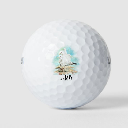Kunst met monogram van meeuwen vogel strand dier golfballen (Voorkant)