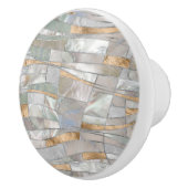 Kunst met mozaïekgolven - Pearl en Pastel Gold Keramische Knop (Rechts)