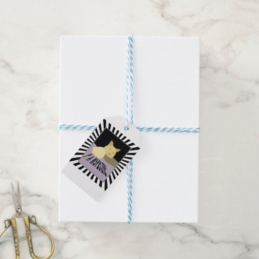 Kunst met patroonbeelden in perspectief cadeaulabel (Met Touw)