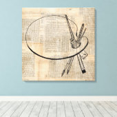  kunst met penseel en schilderpalet canvas afdruk (Insitu (Houten vloer))