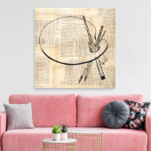  kunst met penseel en schilderpalet canvas afdruk (Insitu (Woonkamer))