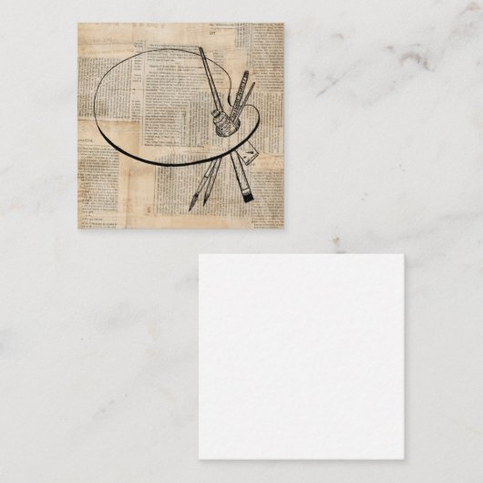 kunst met penseel en schilderpalet informatiekaartje (Voorkant / Achterkant)