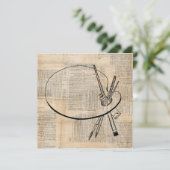 kunst met penseel en schilderpalet kaart (Staand voorkant)