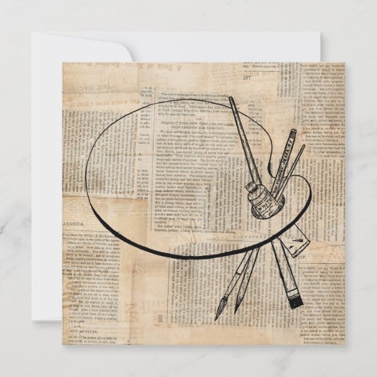 kunst met penseel en schilderpalet kaart (Voorkant)