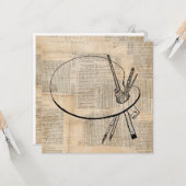  kunst met penseel en schilderpalet kaart (Voorkant / Achterkant in situ)