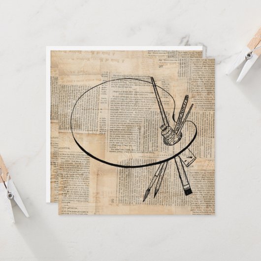  kunst met penseel en schilderpalet kaart (Voorkant / Achterkant in situ)