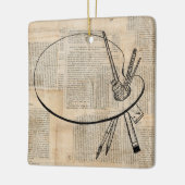 kunst met penseel en schilderpalet keramisch ornament (Links)