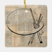  kunst met penseel en schilderpalet keramisch ornament (Voorkant)