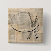 kunst met penseel en schilderpalet vierkante button 5,1 cm (Voorkant)