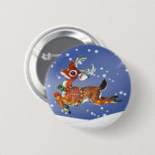  kunst met rode neus ronde button 5,7 cm (Voorkant /achterkant)