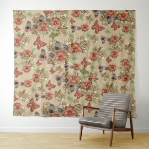 Kunst met rood leder en sms'jes wandkleed