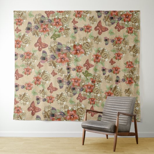 Kunst met rood leder en sms'jes wandkleed (In Situ (horizontaal))