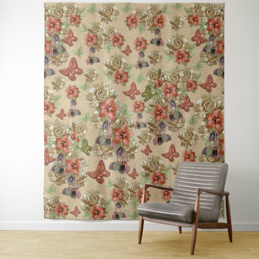 Kunst met rood leder en sms'jes wandkleed (In situ)