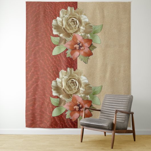 Kunst met rood leder en sms'jes wandkleed (In situ)