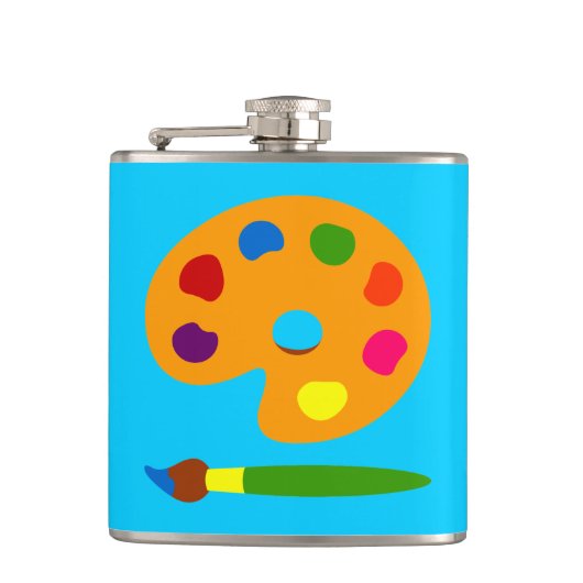 Kunst met schilderpalet heupfles (Voorkant)