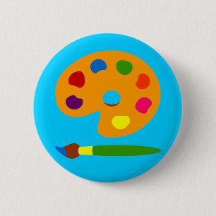 Kunst met schilderpalet ronde button 5,7 cm