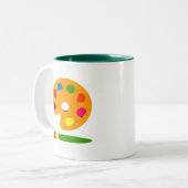 Kunst met schilderpalet tweekleurige koffiemok (Voorkant links)
