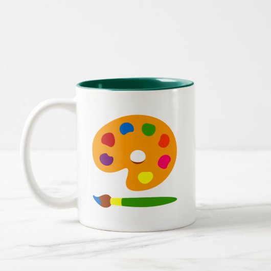 Kunst met schilderpalet tweekleurige koffiemok (Links)
