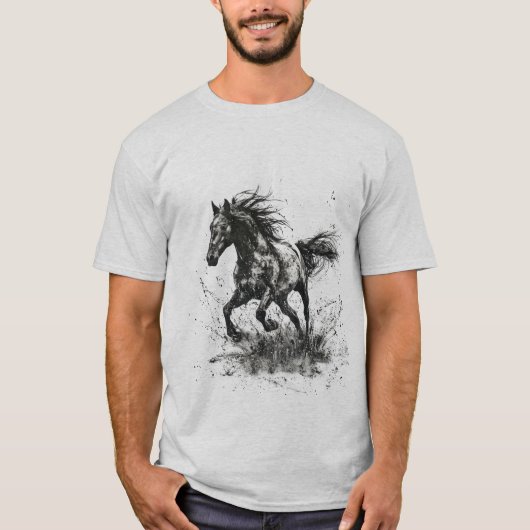 Kunst met sjabloon van galopperend paard t-shirt (Voorkant)