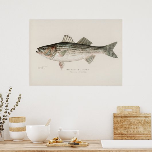 kunst met snijbaars poster (Keuken)