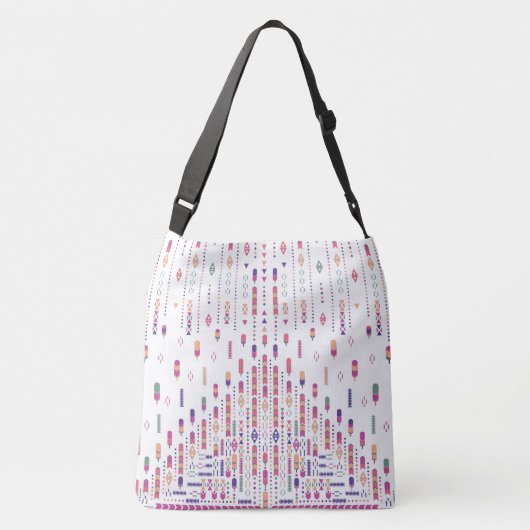 Kunst met stammenfolk in gestructureerd patroon crossbody tas (Achterkant)