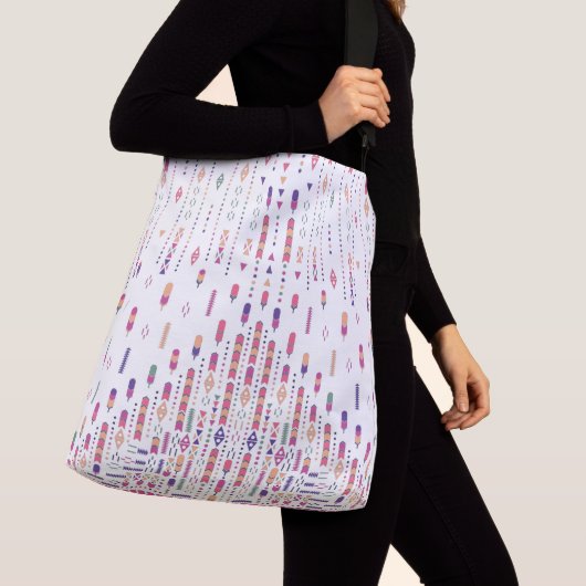 Kunst met stammenfolk in gestructureerd patroon crossbody tas (Dichtbij)
