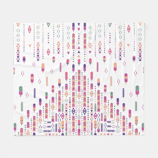 Kunst met stammenfolk in gestructureerd patroon fleece deken (Voorkant (Horizontaal))