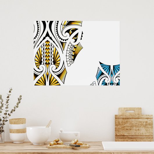 Kunst met tattoo van Maori-stammen Poster (Keuken)