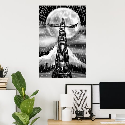 Kunst met totempaal poster (Thuiskantoor)