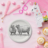 Kunst met twee schapen geïllustreerd papieren bordje (Feest)