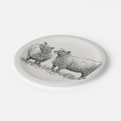 Kunst met twee schapen geïllustreerd papieren bordje (Gekanteld)