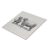 Kunst met twee schapen geïllustreerd tegeltje (Zijkant)