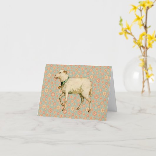 Kunst met vintage lammetjes kaart (Gele Bloem)