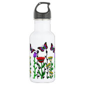 kunst met vlinder en bloemen waterfles (Voorkant)