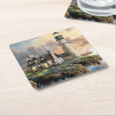 Kunst met vuurtoren kartonnen onderzetters (Schuin)