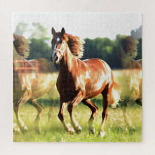 Kunst met wilde paardendieren legpuzzel