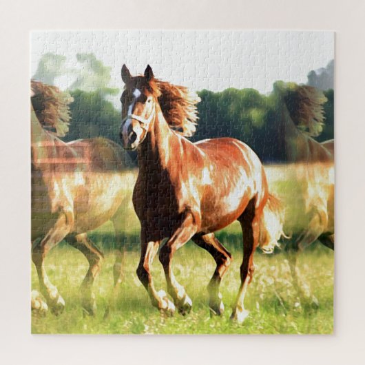 Kunst met wilde paardendieren legpuzzel (Verticaal)