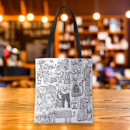 Kunst met witte en zwarte tinten tote bag