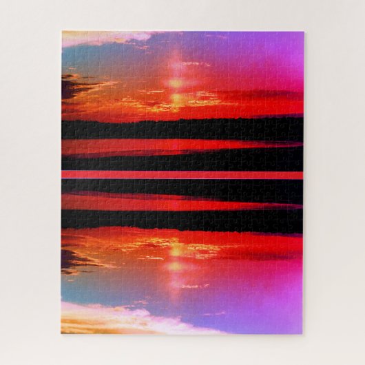 Kunst met zonsondergangsreflectie legpuzzel (Verticaal)