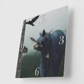 Kunst met zwarte Beer, Raven en totempaal Vierkante Klok (Hoek)